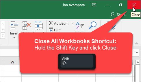 Cách lưu và đóng tất cả các tệp Excel đang mở